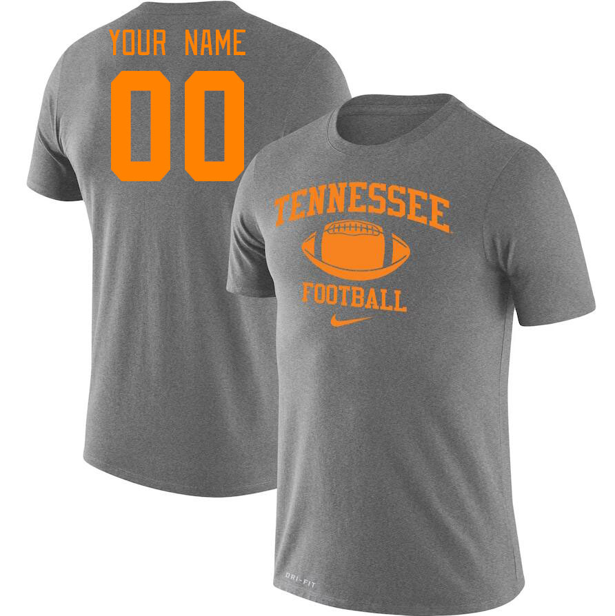 Custom Tennessee Volunteers Name And Number College Tshirt-Gray - Click Image to Close